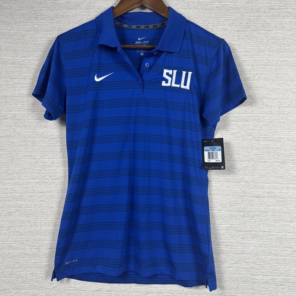 Nike Dri-FIT Saint Louis University SLU Polo NWT Women's M Golf Blue Performance